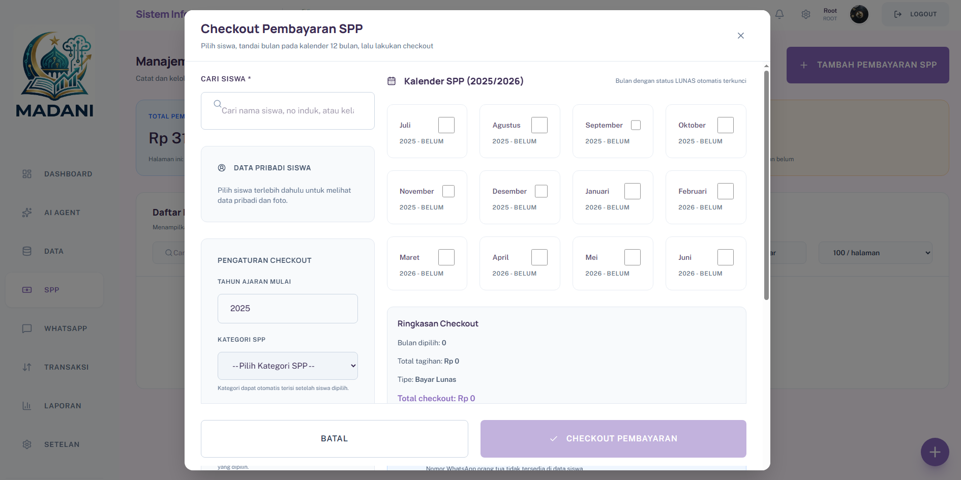 Sistem Informasi Sekolah berbasis AI — pembayaran SPP & AI Agent